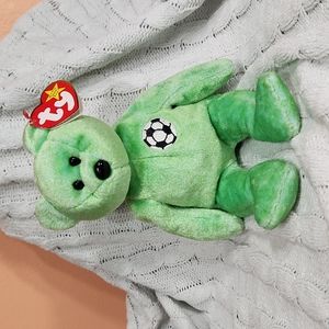Vintage  Beanie Baby Original Kicks Green Bear 1999 Rare Retired Collectible